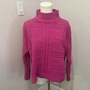 Hot Pink Abercrombie and Fitch Chenille‎ Mock Neck Sweater Medium